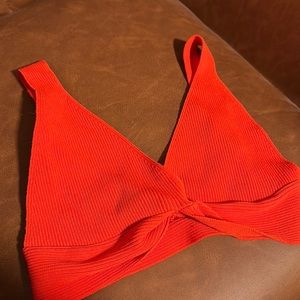 Zara red knit crop bralette